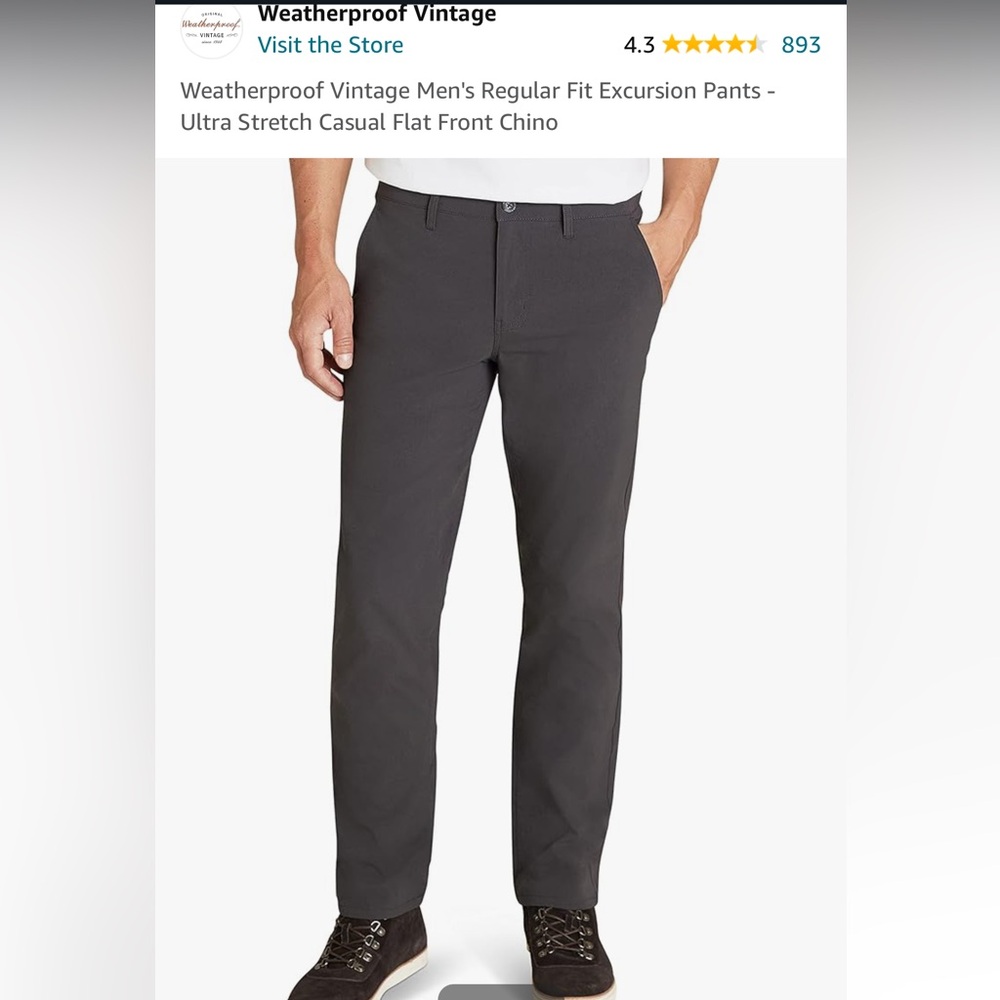 Brand New original weatherproof vintage flex flat front pants
